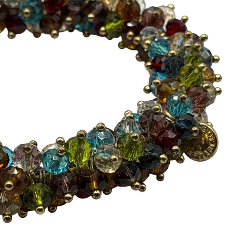 Charter Club Stretch Bracelet Faceted Glass Cha Cha Beads Gold Tone‎ Colorful - Picture 11 of 16